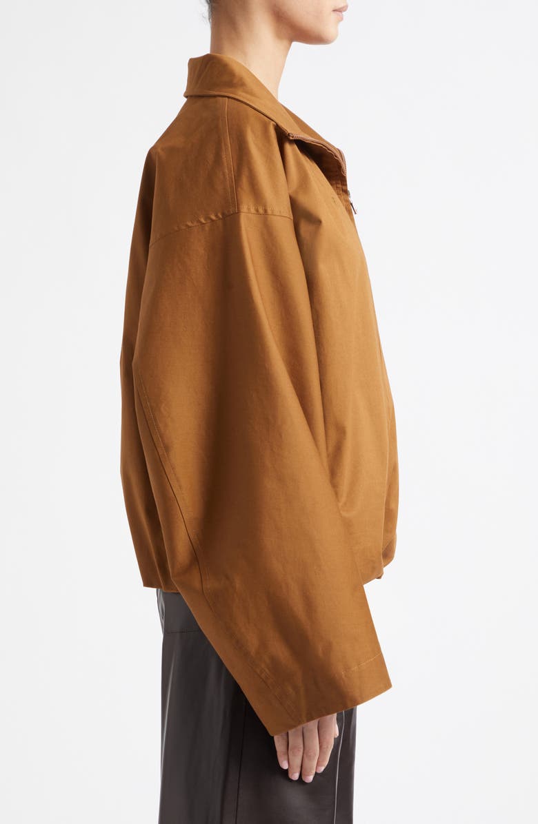 NOUR HAMMOUR François Stretch Cotton Canvas Bomber Jacket, Alternate, color, Camel