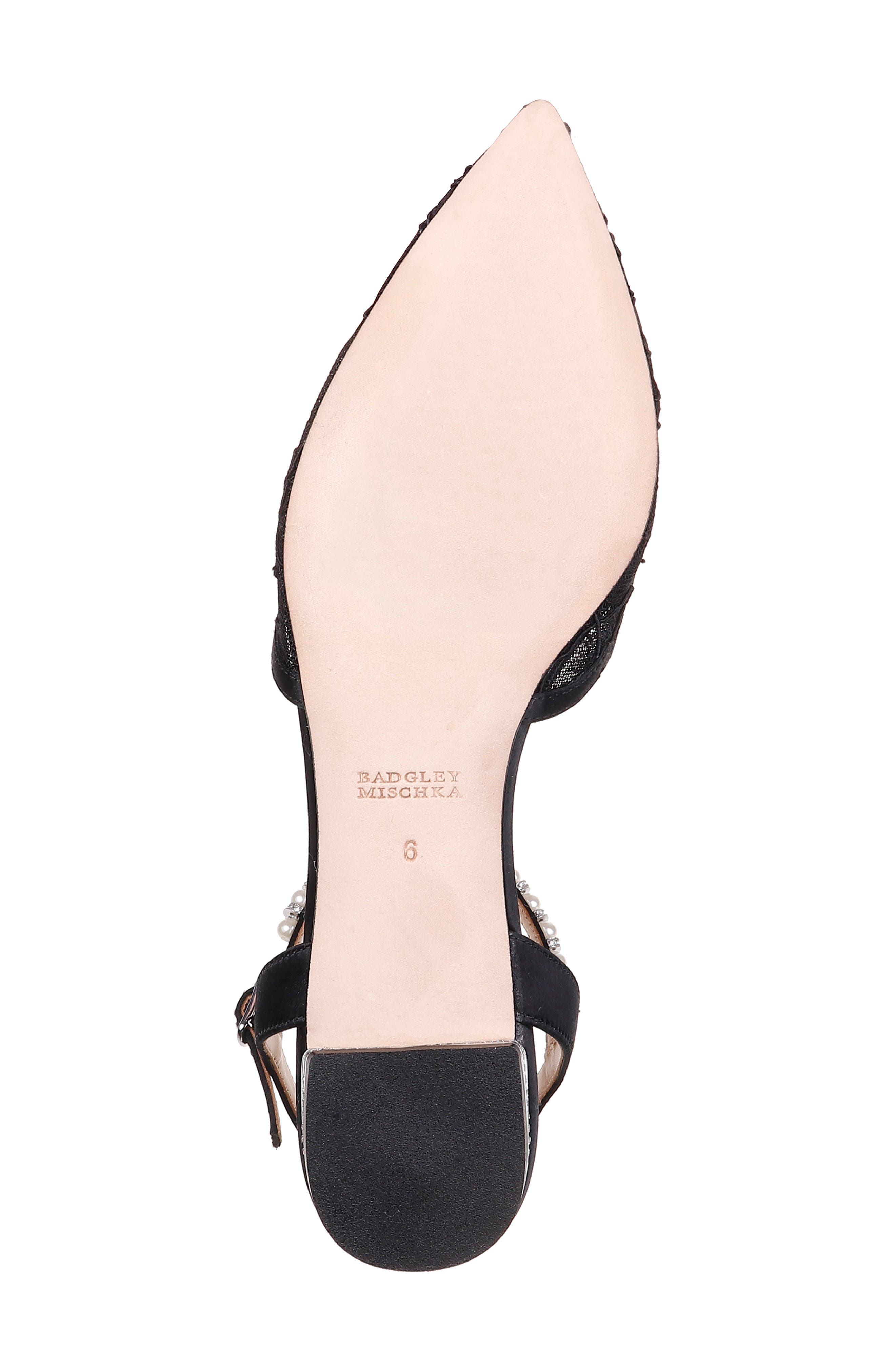 Badgley Mischka Lennon Embellished Skimmer Flat, Alternate, color, BLACK FABRIC/ SATIN