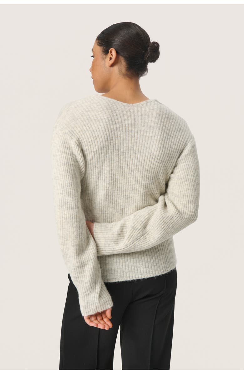Soaked in Luxury Slrakel V-Neck Rib Knit Pullover, Alternate, color, White Grey Melange