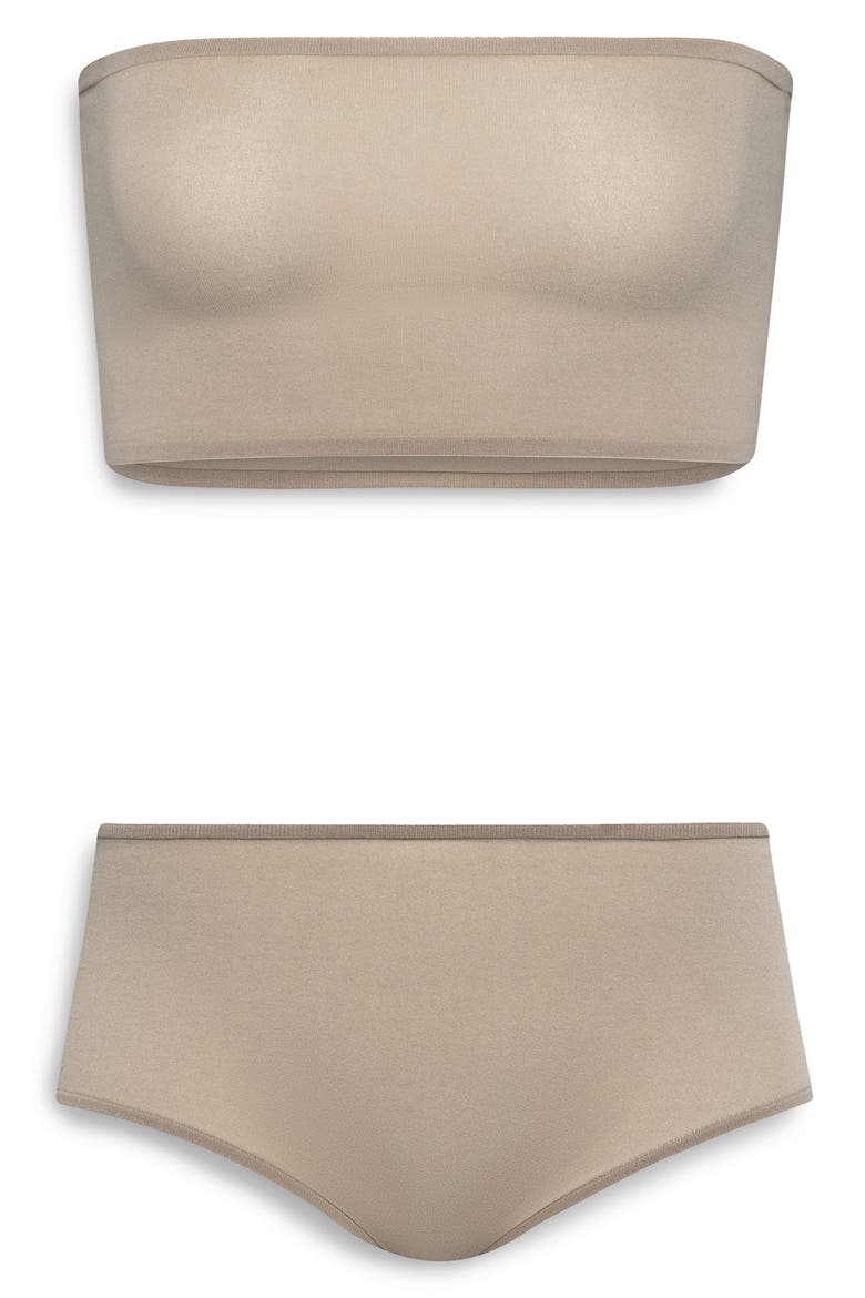 Second Skin Bandeau Bra & Boyshorts Lingerie Set, Main, color, MASTIC