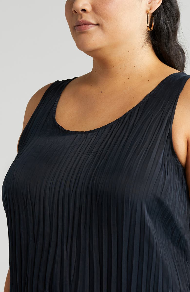 Eileen Fisher Pleated Scoop Neck Midi Dress, Alternate, color,