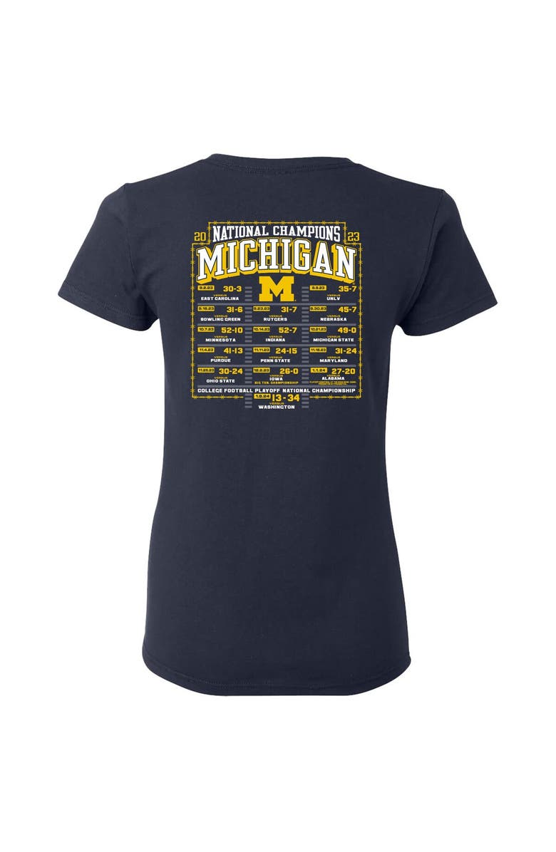 BLUE 84 Women's Blue 84  Navy Michigan Wolverines College Football Playoff 2023 National Champions Gold Dust Schedule T-Shirt, Alternate, color, 