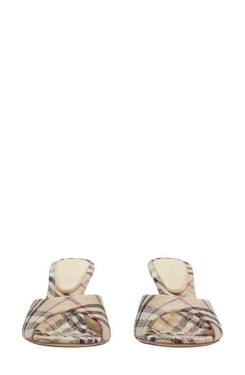 Burberry 90mm Lf Mews Check Textile Mules In Alabaster Ip Check