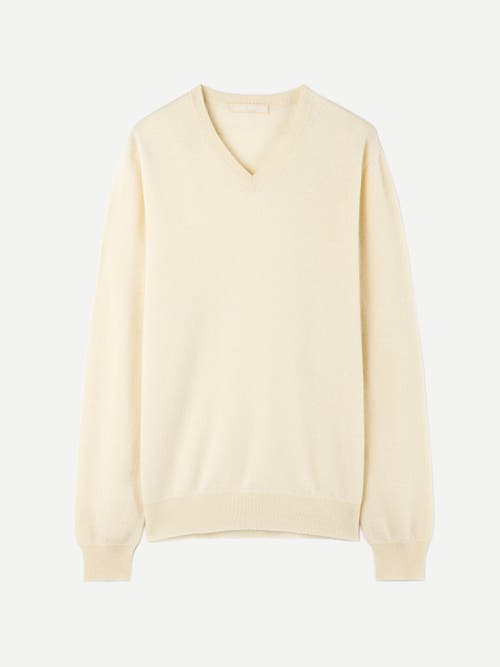 Gobi Mongolian Cashmere Cashmere V-neck Sweater In Off White
