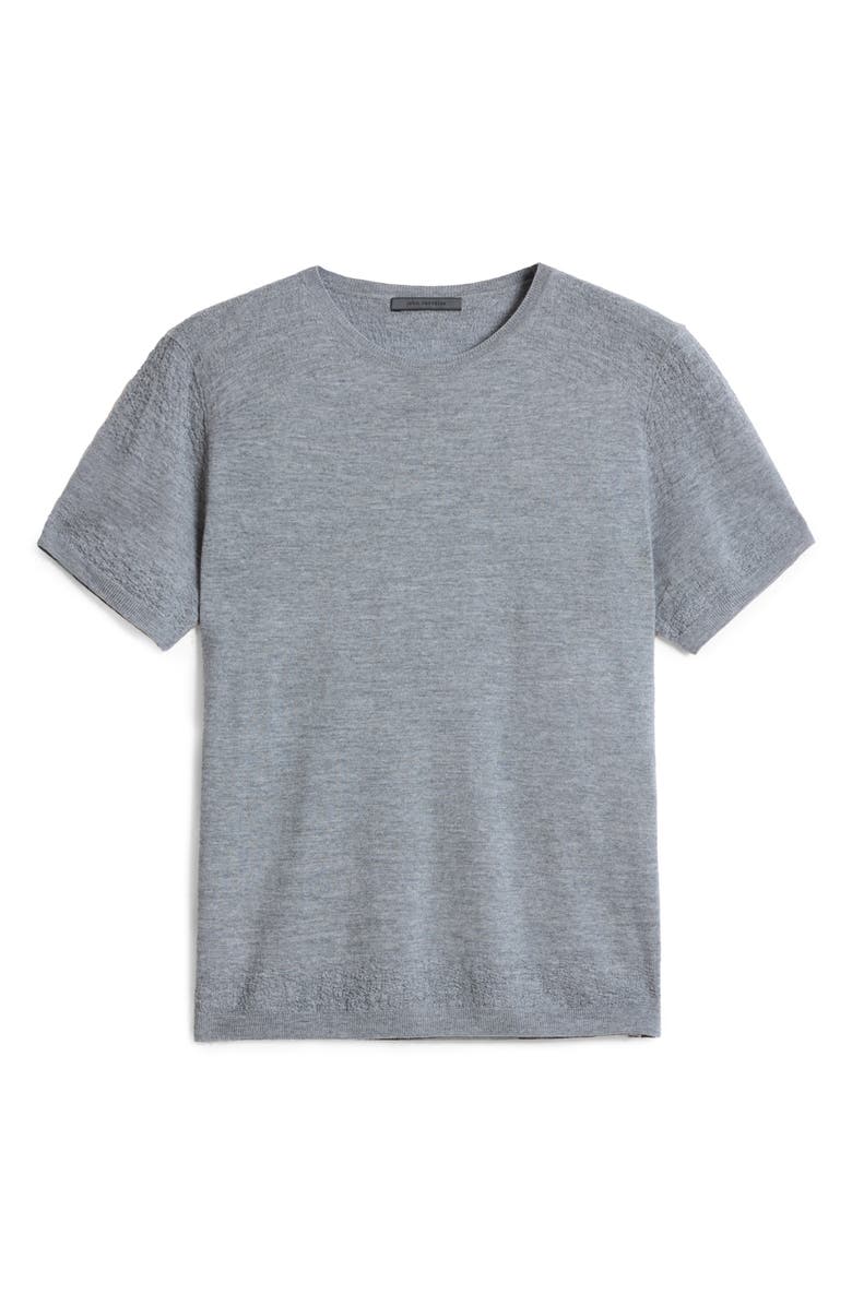 John Varvatos Alvito Regular Fit Short Sleeve Wool Sweater, Alternate, color, Med Grey