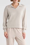 YOGALICIOUS Noble Sandwashed Scuba Knit Polo Sweatshirt