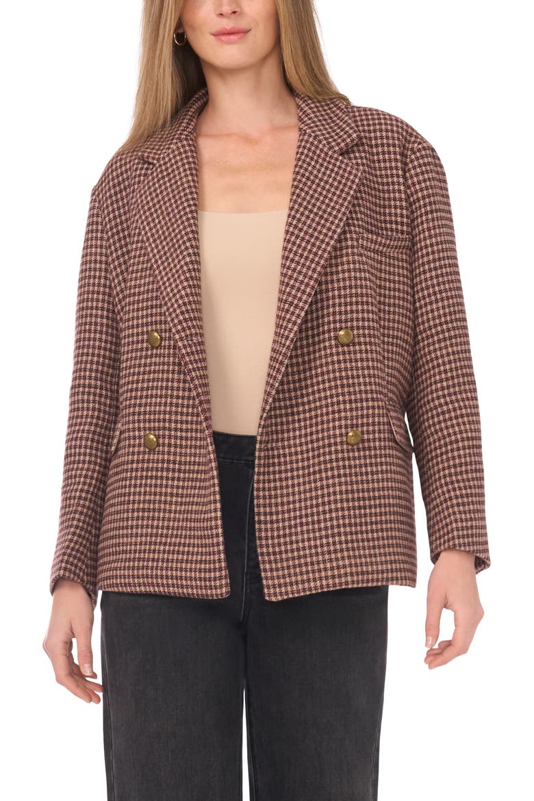 Plaid Double Breasted Blazer, Alternate, color, SESAME
