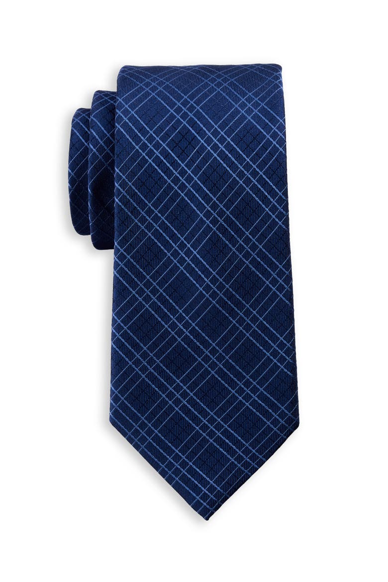 Big & Tall Salins Grid Patterned Tie, Main, color, NAVY