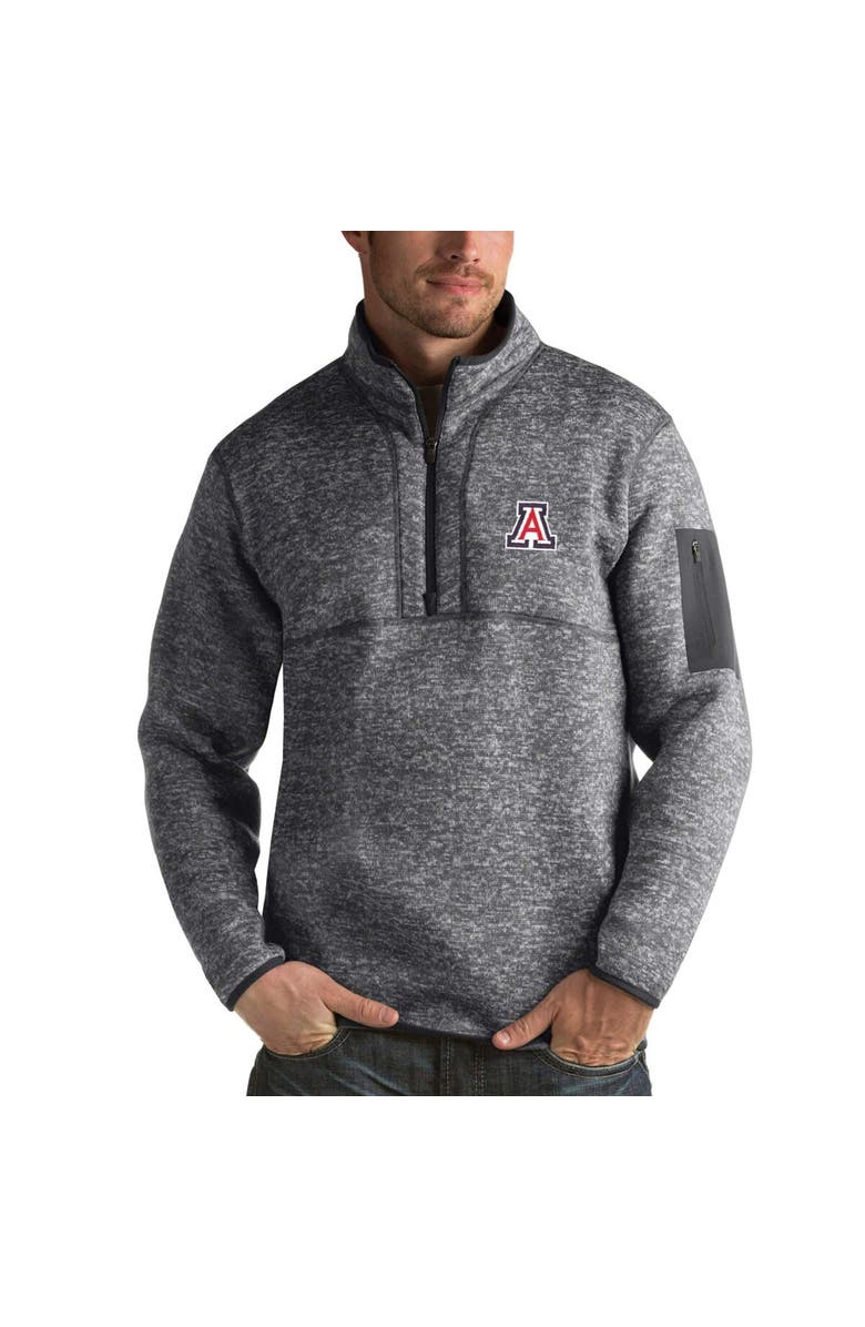 ANTIGUA Men's Antigua Charcoal Arizona Wildcats Fortune Half-Zip Sweatshirt, Alternate, color, 