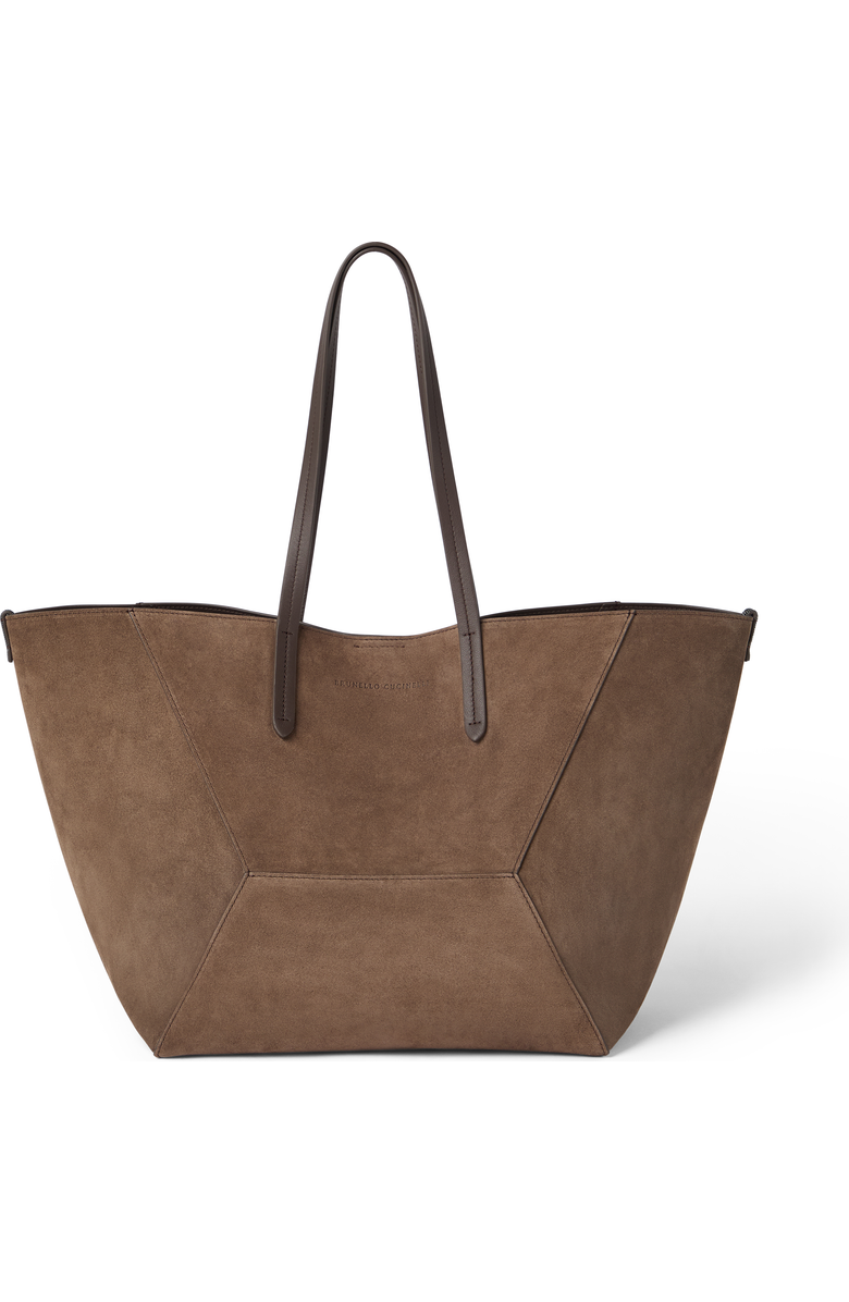 Brunello Cucinelli Suede BC Duo bag, Main, color, Bark