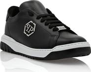 PHILIPP PLEIN Leather Lo-Top Sneakers Skull&Bones Men
