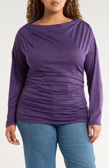 Renee C Off-the-shoulder Knit Top In Purple