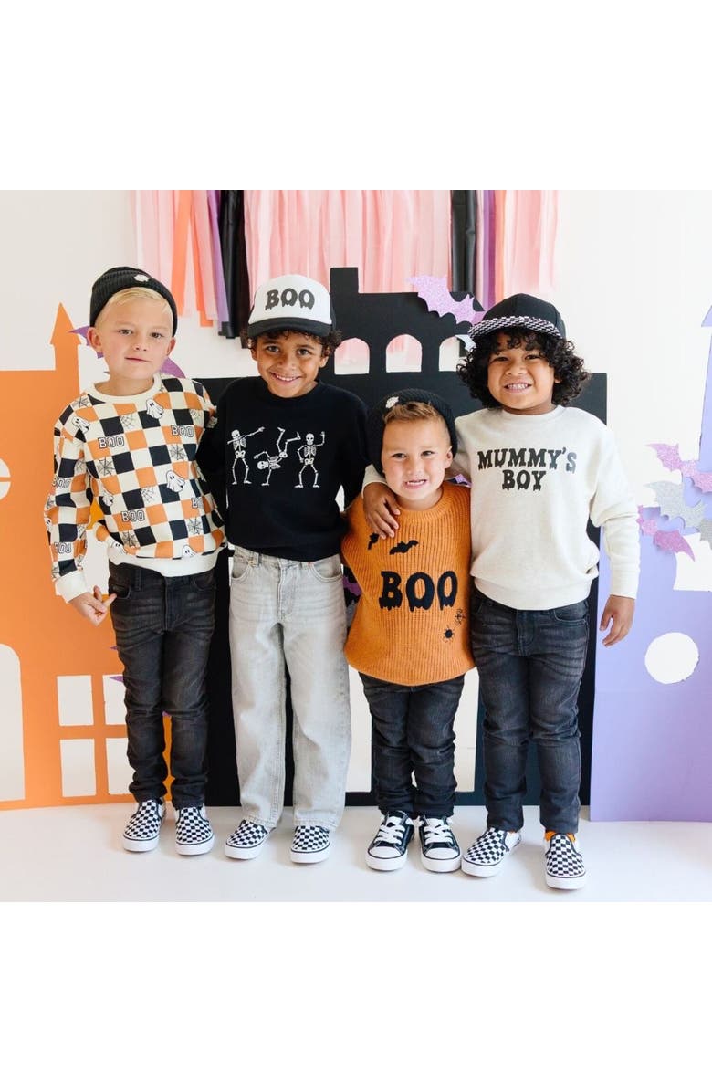 Sweet Wink Silly Skelly Glow In The Dark Halloween Sweatshirt, Alternate, color, 