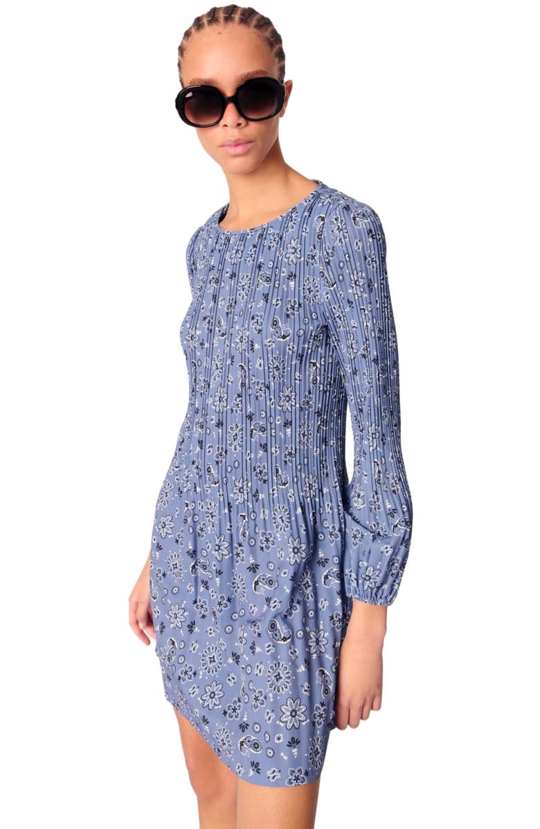 maje Patterned pleated dress, Alternate, color, 