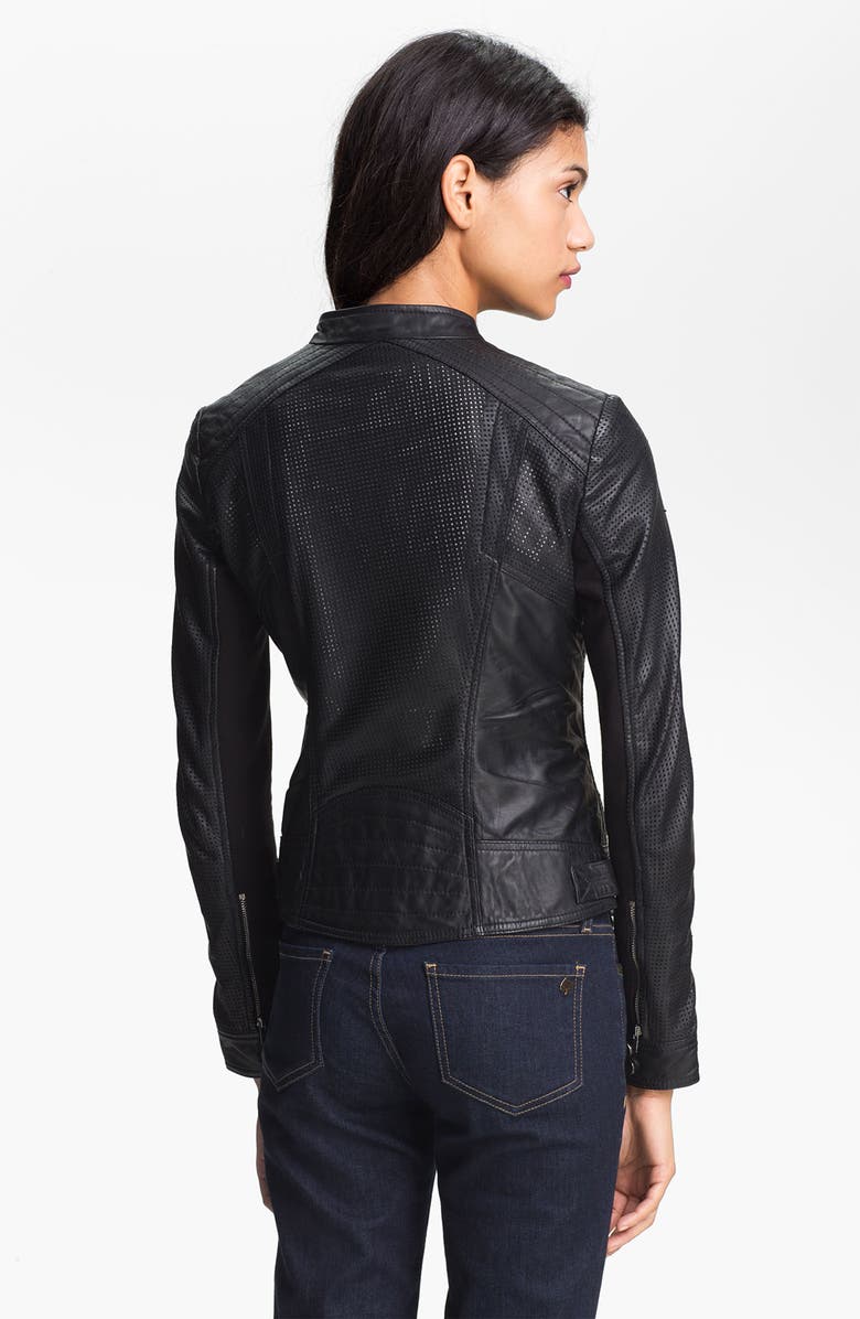 LAMARQUE Perforated Leather Moto Jacket, Alternate, color, 