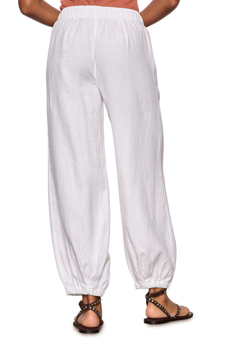 Melody Drawstring Linen Balloon Pants, Alternate, color, WHITE