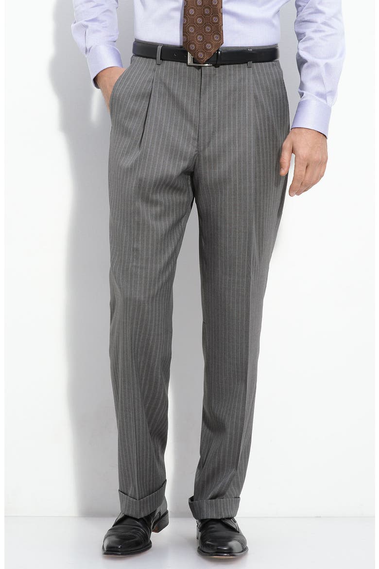 Grey Stripe Worsted Wool Suit, Alternate, color, GREY STRIPE
