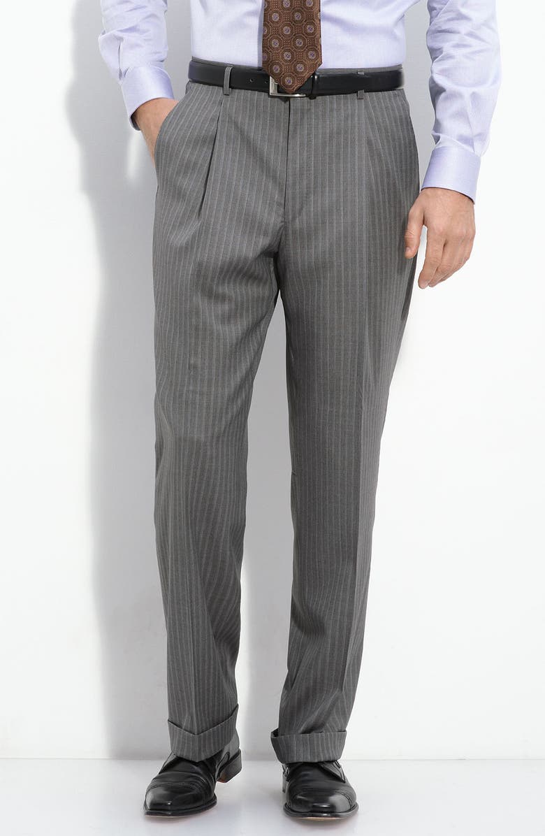 Hickey Freeman Grey Stripe Worsted Wool Suit, Alternate, color, 