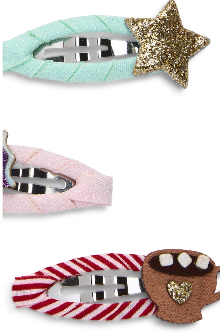 Kids' Cozy Xmas Food Assorted 4-Pack Mini Hair Clips, Alternate, color, RED