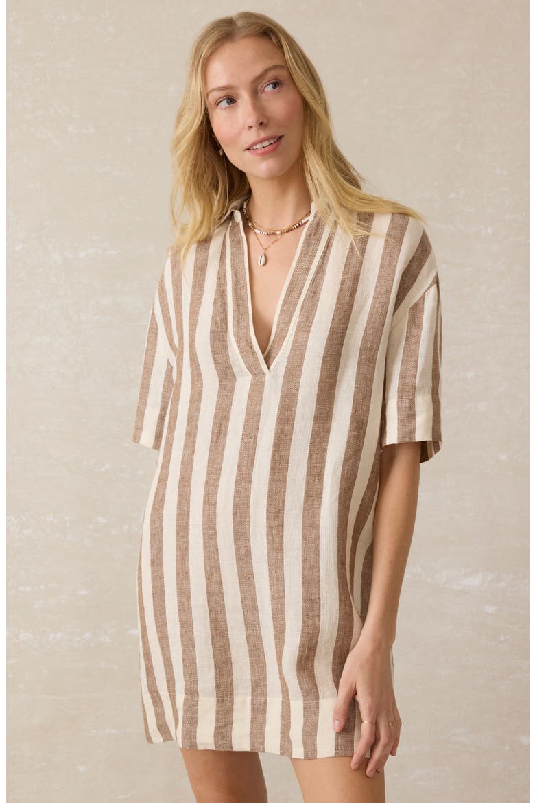 Palma Dara Stripe Mini Shirtdress, Alternate, color, COCOA BEACH STRIPE