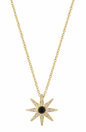 Gold Plated Sterling Silver Starburst Pendant Necklace