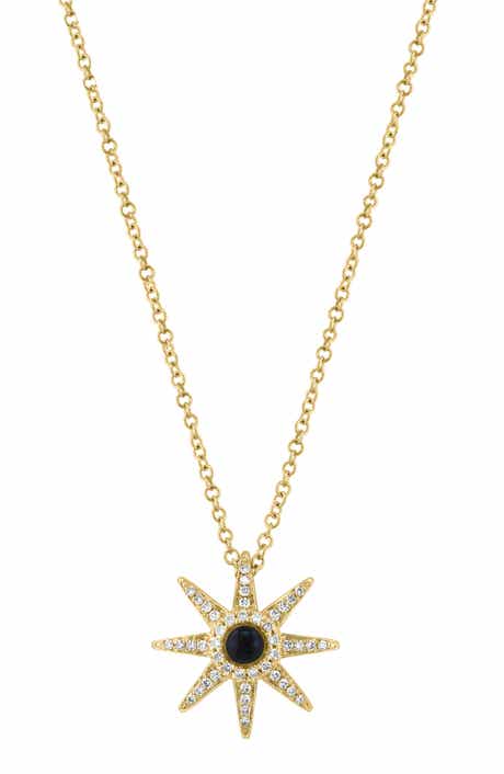 Gold Plated Sterling Silver Starburst Pendant Necklace