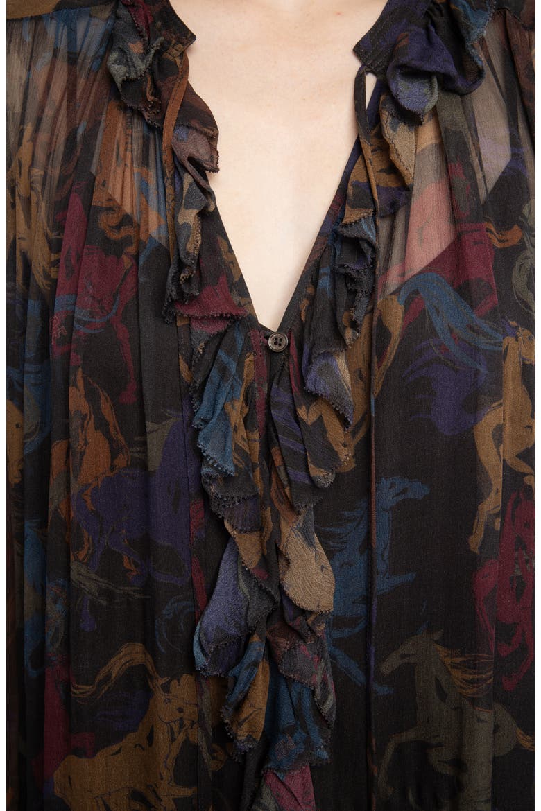 Ralicel Horse Print Long Sleeve Dress, Alternate, color, DARK CHOCOLATE