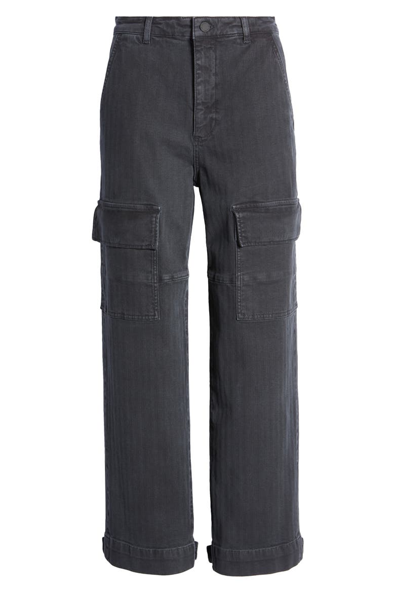 Knoxx High Waist Cargo Straight Leg Jeans, Alternate, color, SULFUR BLACK