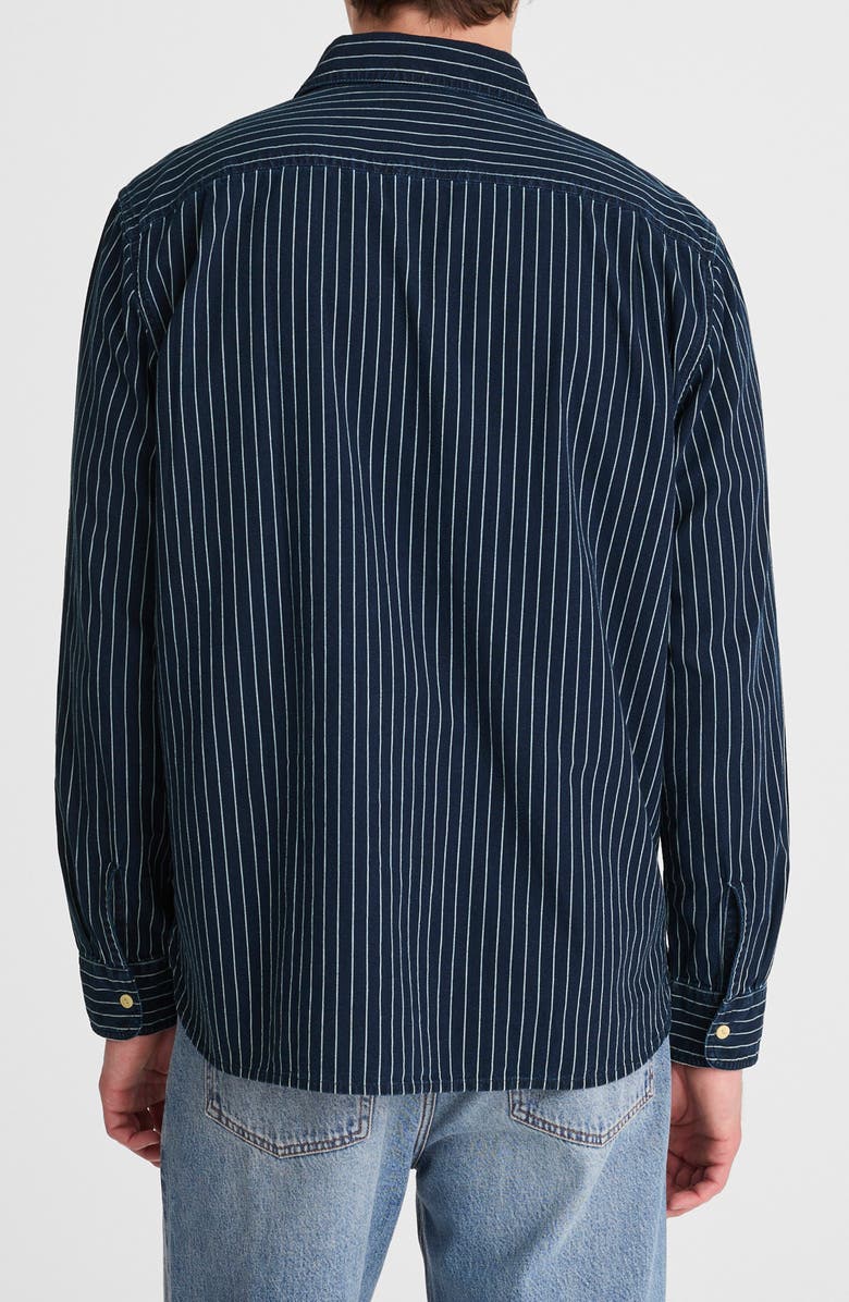 Madewell Indigo Dyed Stripe Button-Up Work Shirt, Alternate, color, Stripe