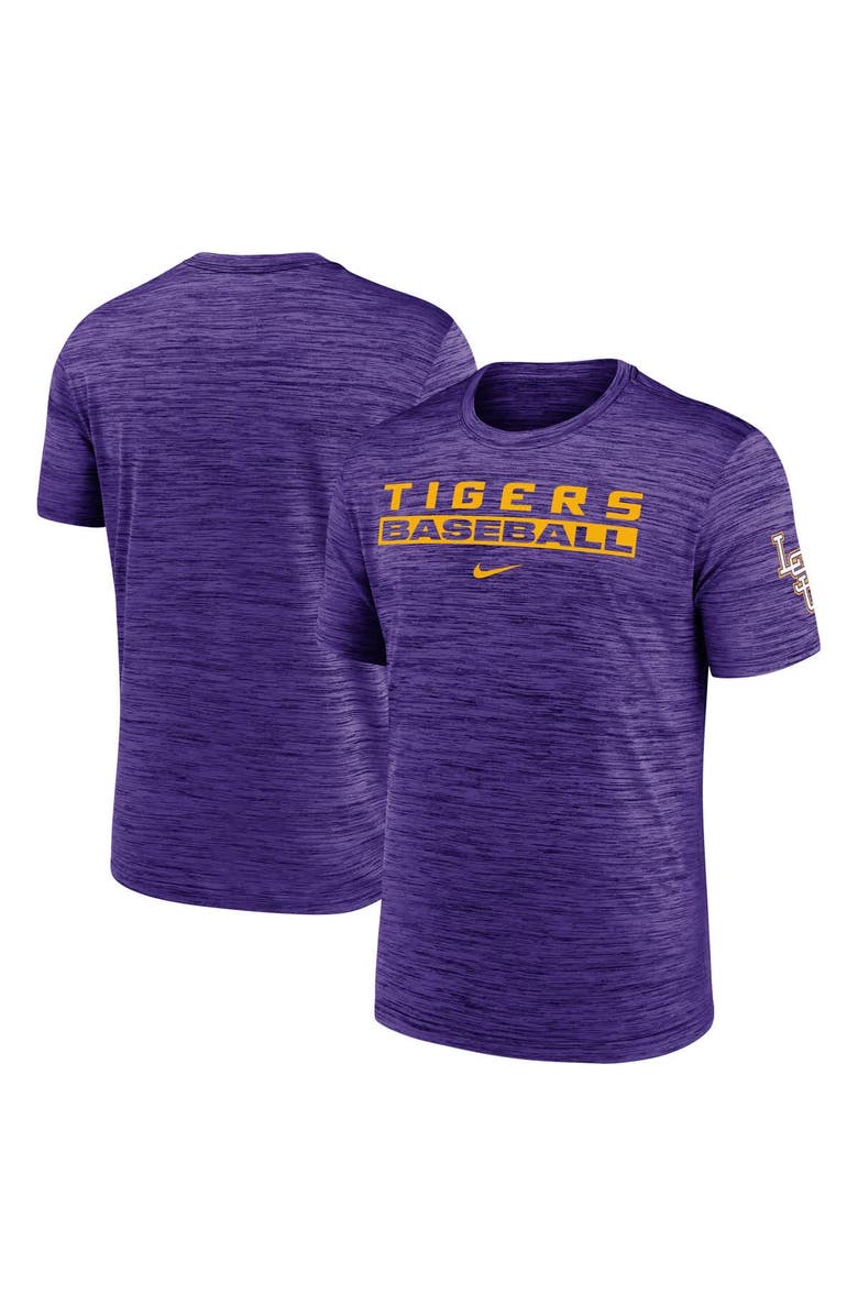 Nike Men's Nike Purple LSU Tigers Velocity Baseball Wordmark Stack Performance T-Shirt, Alternate, color,