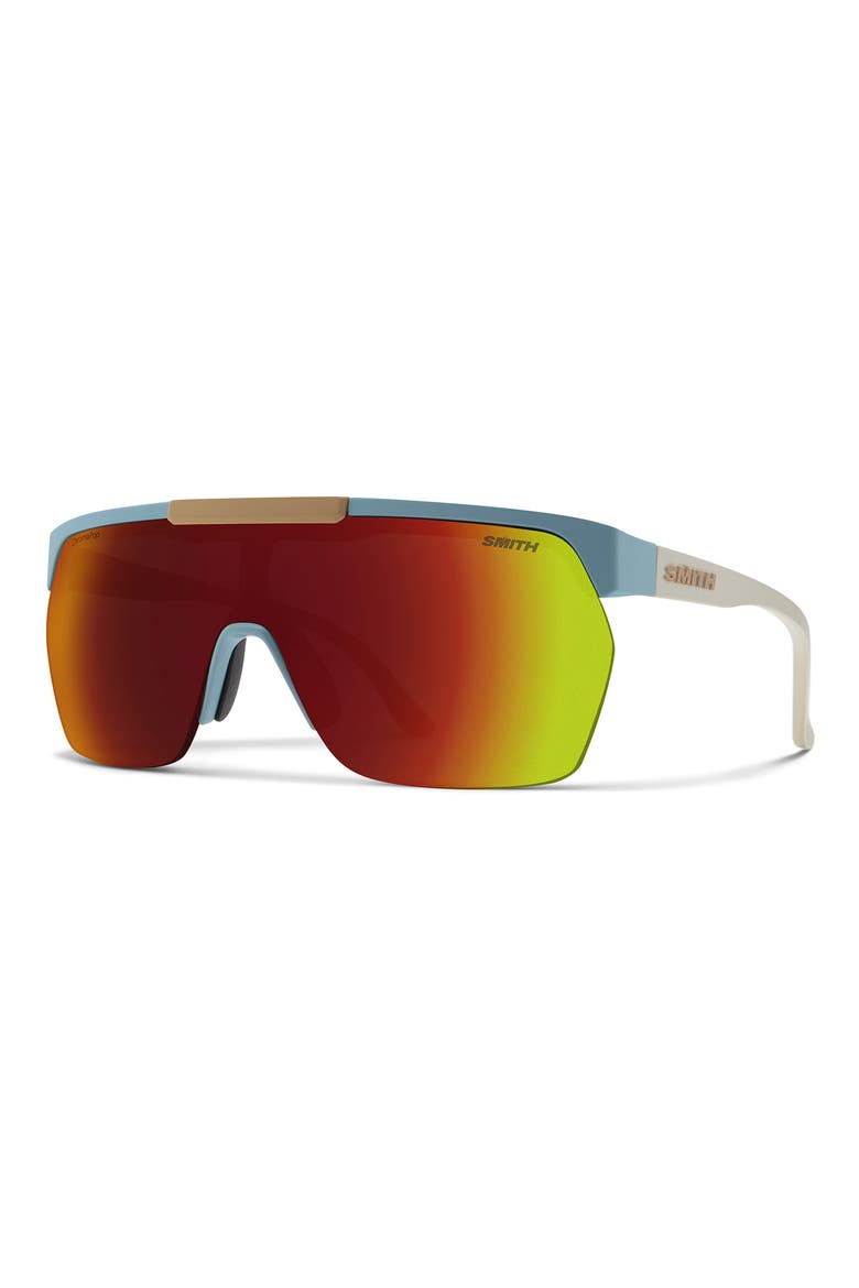 XC 138mm ChromaPop™ Polarized Oversize Shield Sunglasses, Alternate, color, MATTE STORM BIRCH / RED