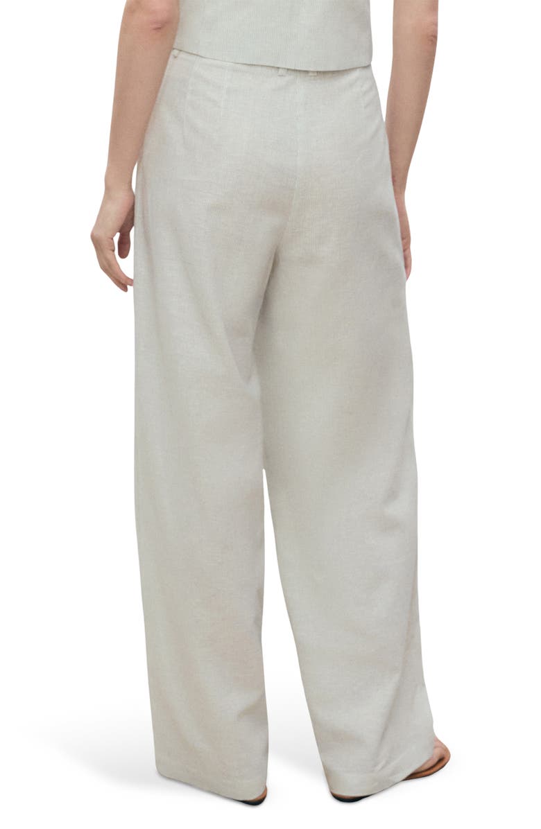 MANGO Straight Fit Cotton & Linen Suit Pants, Alternate, color, Ecru