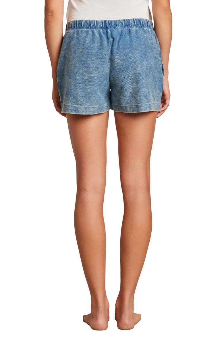 Barefoot Dreams<sup>®</sup> Denim Look French Terry Lounge Shorts, Alternate, color, Indigo Light Wash