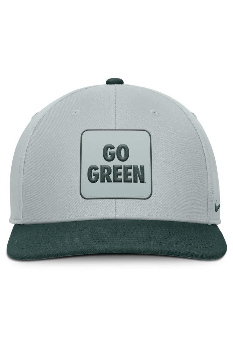Men's Nike Gray/Green Michigan State Spartans 2025 Sideline Campus Pro Local Snapback Hat, Alternate, color, Gray