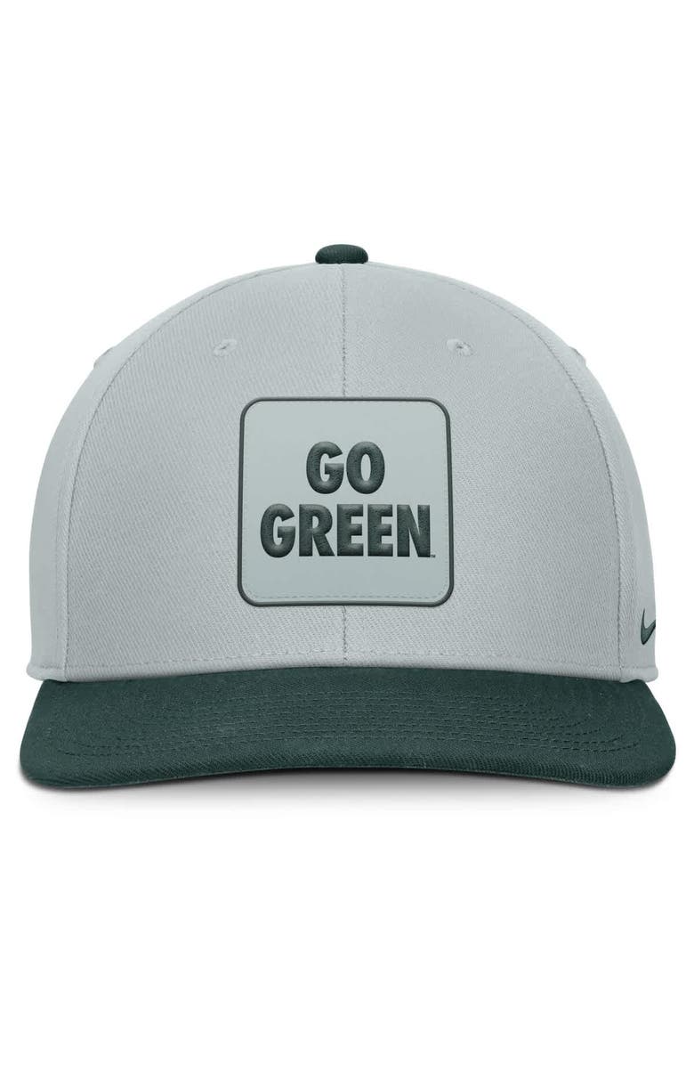 Nike Men's Nike Gray/Green Michigan State Spartans 2025 Sideline Campus Pro Local Snapback Hat, Alternate, color, Gray