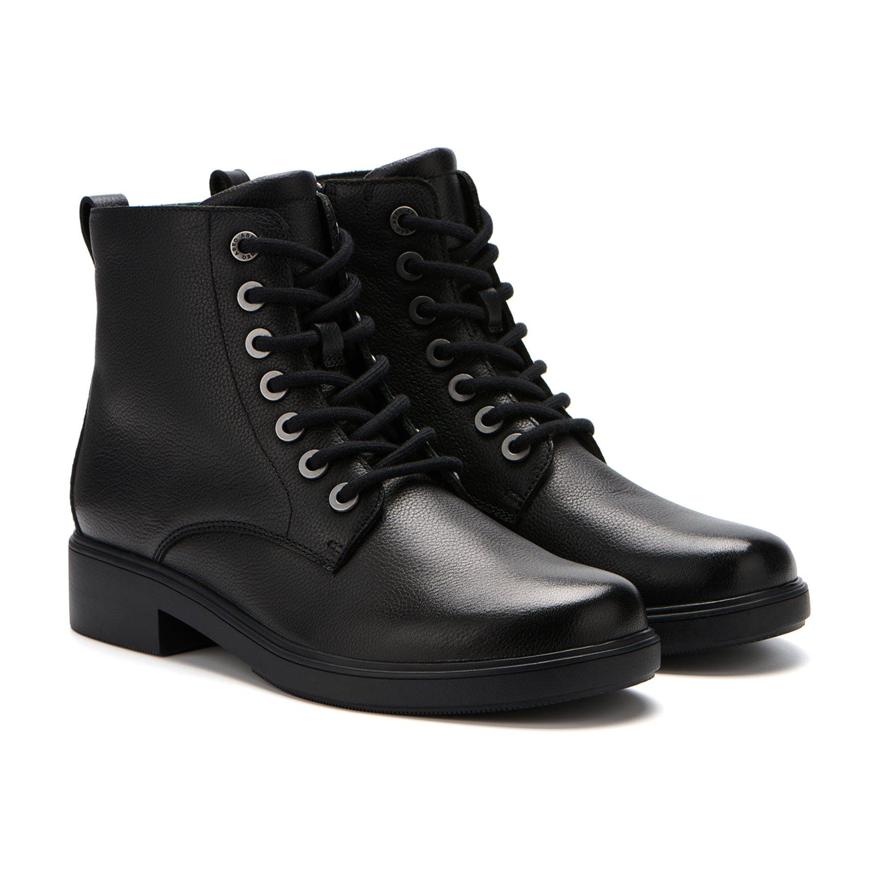 ABEO Compass Lace Boots, Alternate, color, Black Leather