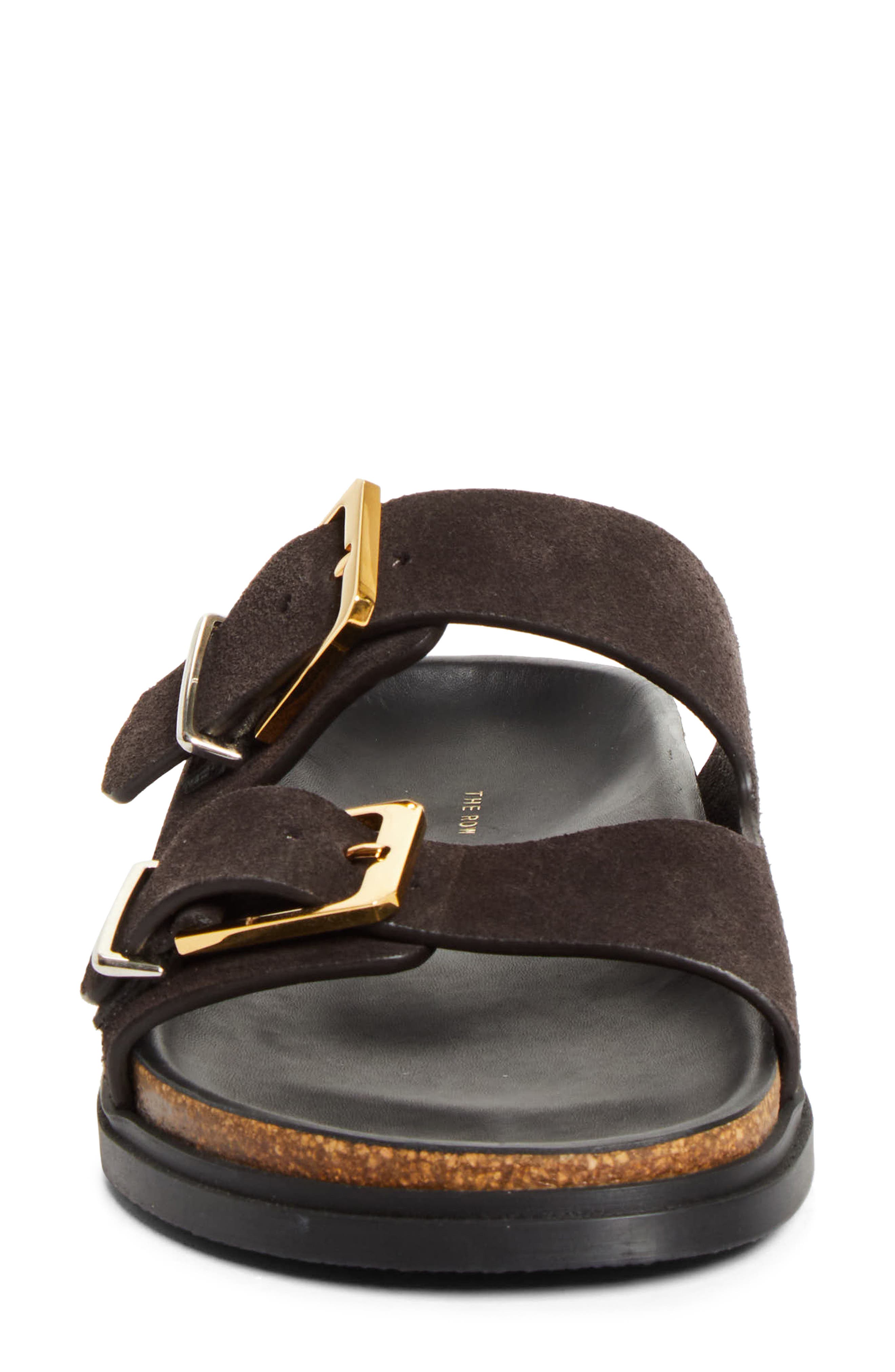 The Row Buckle Slide Sandal, Alternate, color, Coffee