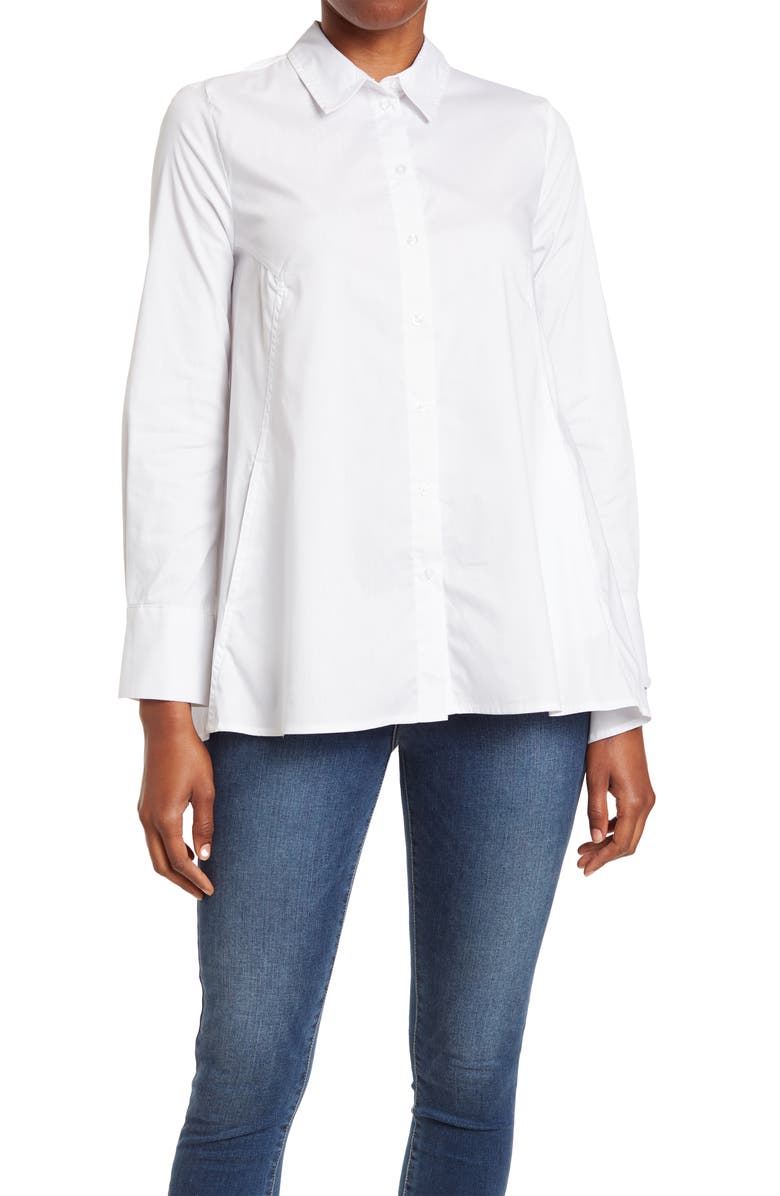 Ellen Tracy High Low Button Up Top, Main, color, 