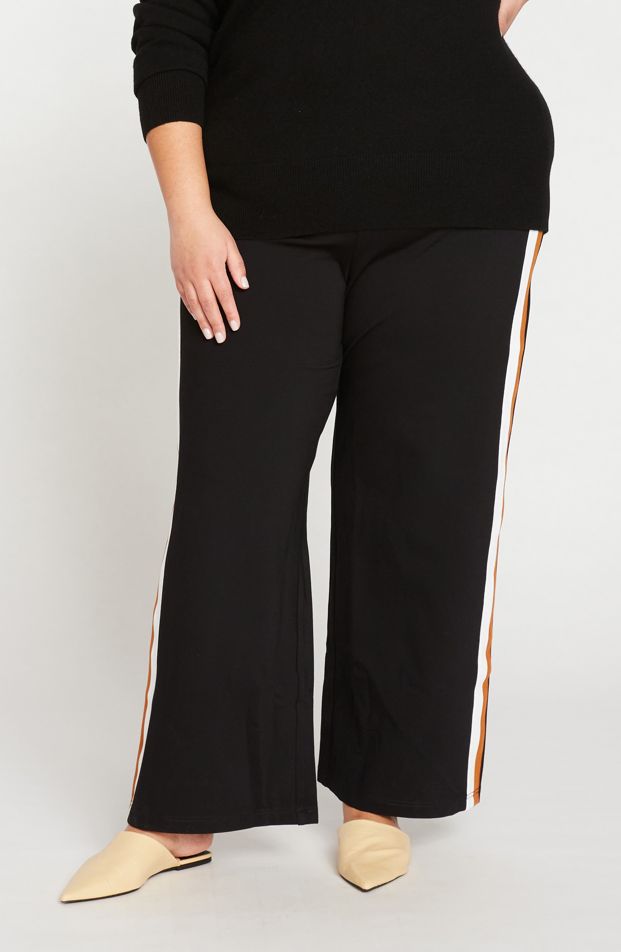 BLK + OCHRE/WHT STRP