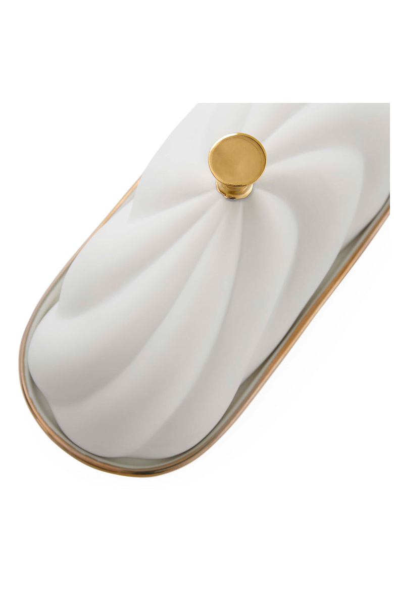 Geneva Butter Dish, Alternate, color, White / Gold