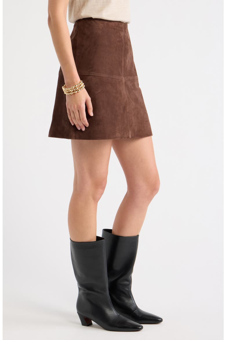 Suede Leather Miniskirt, Alternate, color, BROWN CHICORY