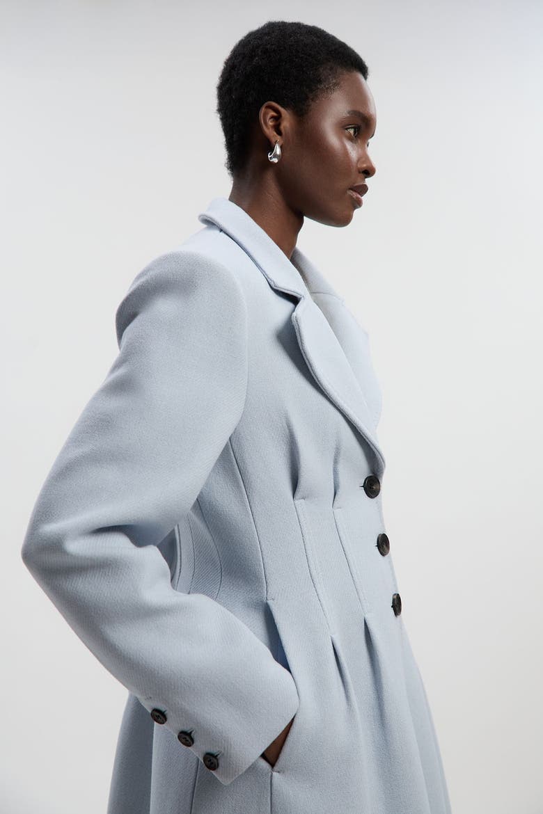 Corset Detail Full Skirted Maxi Coat, Alternate, color, Pale Blue