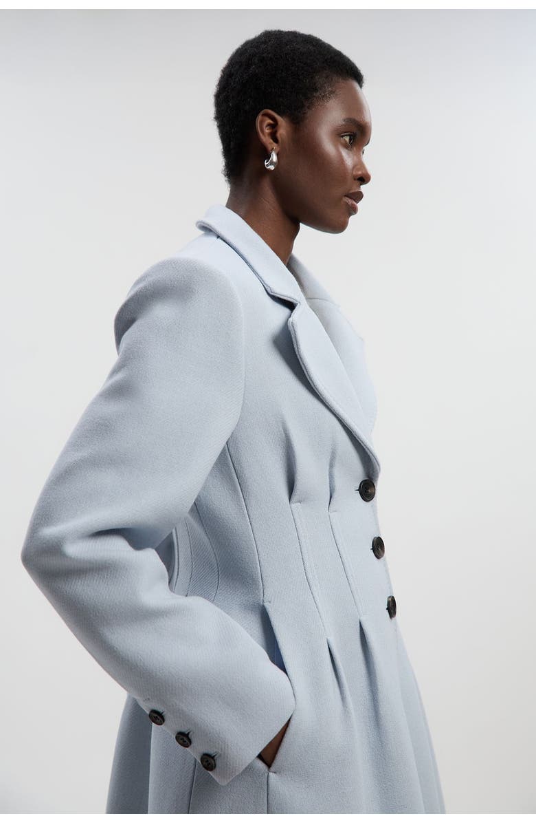 Karen Millen Corset Detail Full Skirted Maxi Coat, Alternate, color, Pale Blue