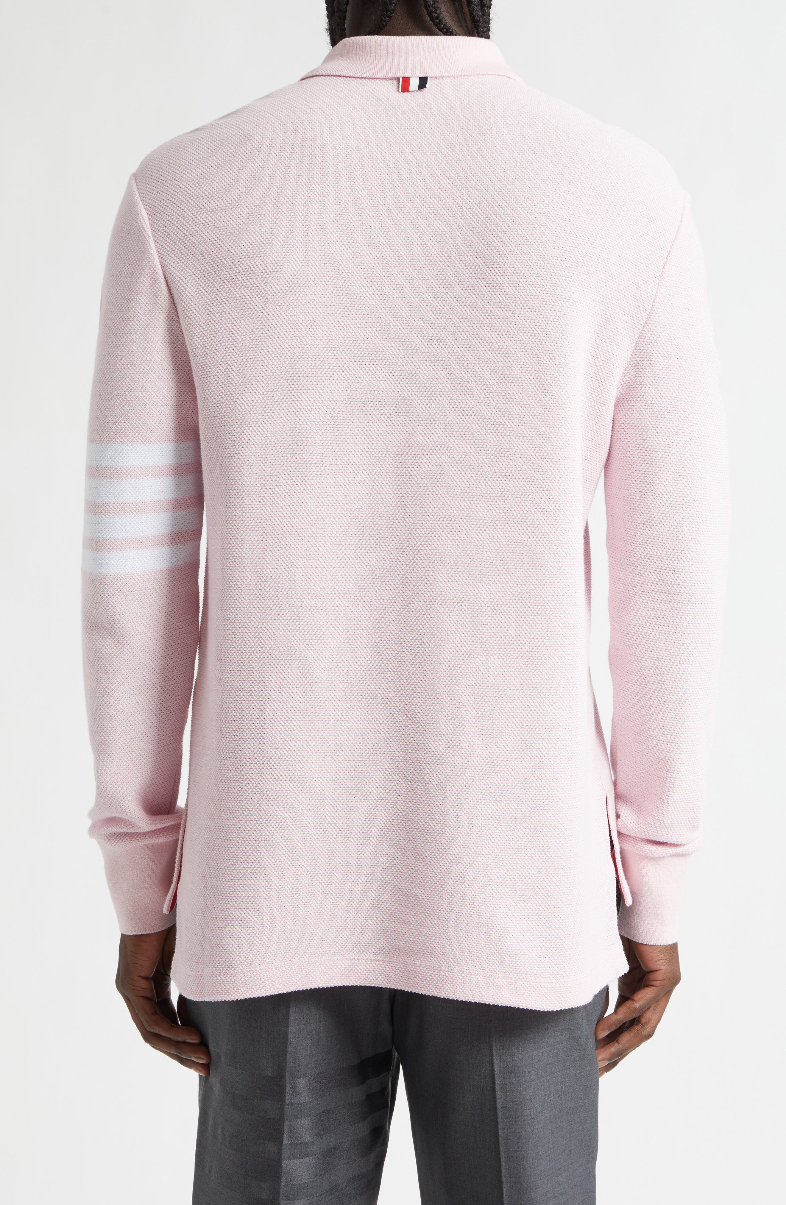 4-Bar Long Sleeve Cotton Pique Polo - image 4