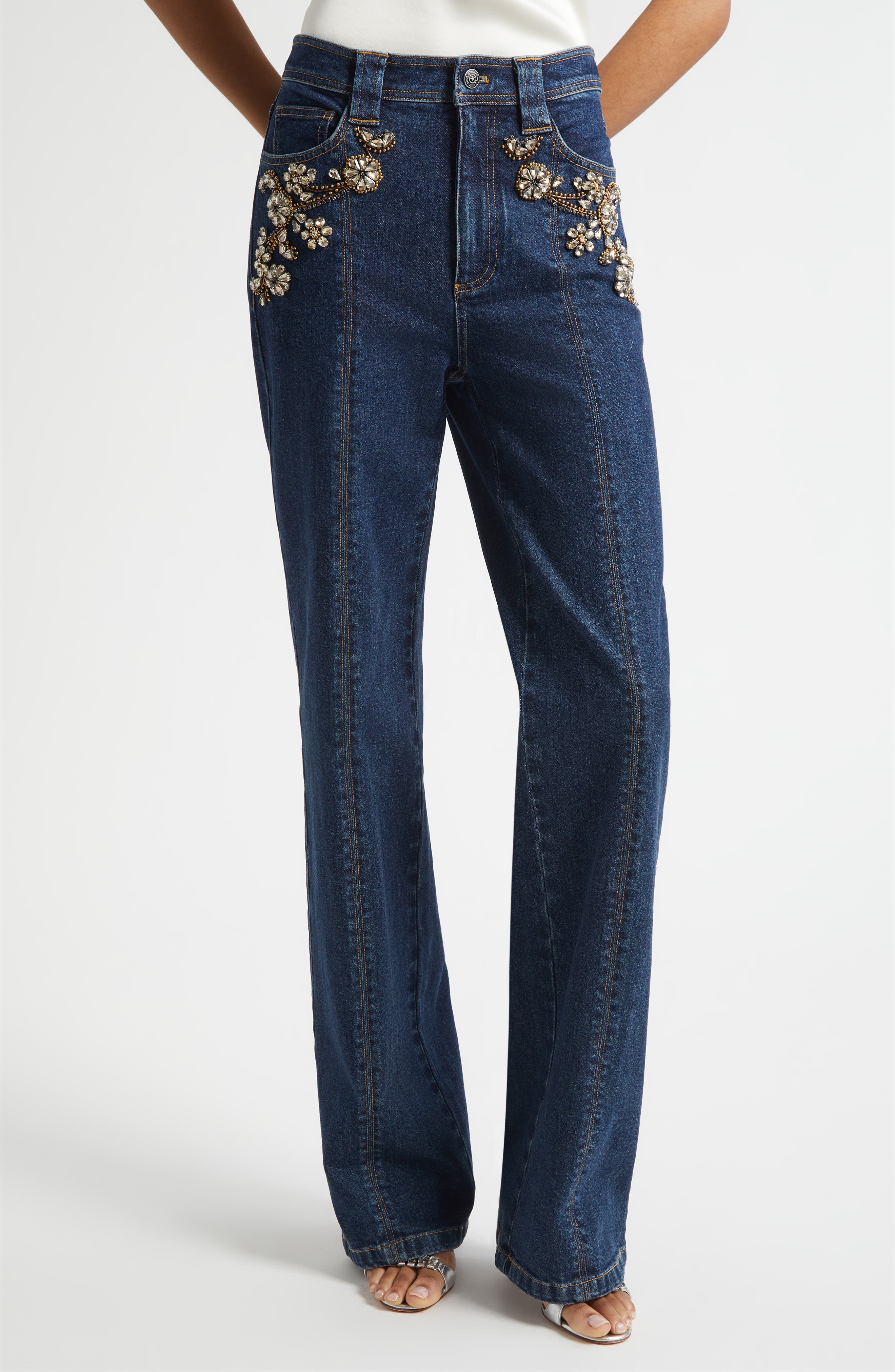 Cinq à Sept Crystal Ivy Embellished Jeans
