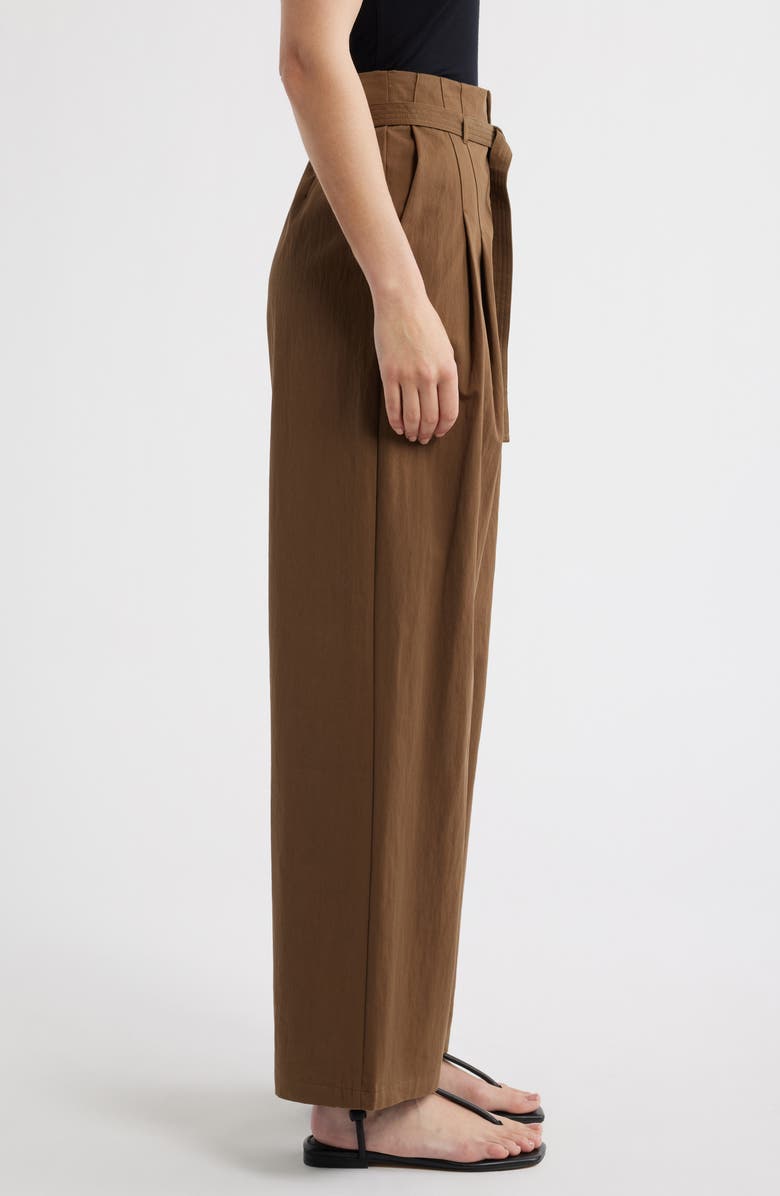 MANGO Cubo Patalon Belted Cotton Blend Pants, Alternate, color, Khaki Green