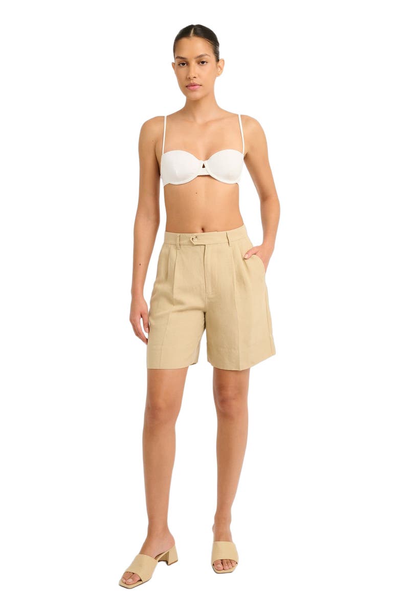 Onia Air Linen Pleated Bermuda Short, Main, color, Jute