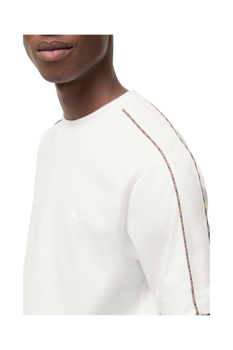 Check Piping Cotton T-shirt, Alternate, color, Chalk white