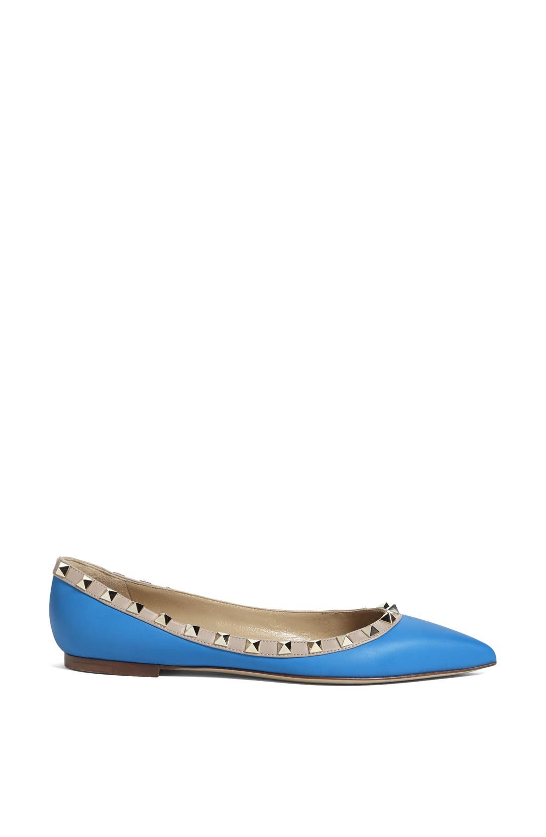 Valentino 'Rockstud' Ballerina Flat, Alternate, color, BLUE