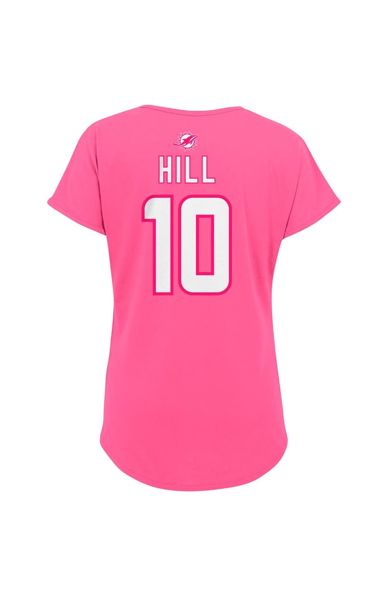 Outerstuff Girls Youth Tyreek Hill Pink Miami Dolphins Player Name & Number T-Shirt, Alternate, color, 